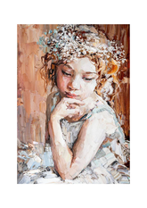 Ριζόχαρτο για decoupage επίπλων -Pensive Girl, σε μέγεθος Α3 & Α1