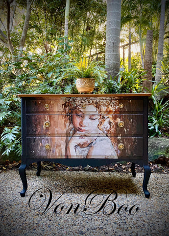 Ριζόχαρτο για decoupage επίπλων -Pensive Girl, σε μέγεθος Α3 & Α1