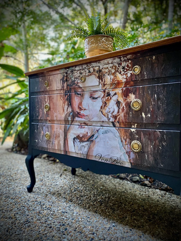 Ριζόχαρτο για decoupage επίπλων -Pensive Girl, σε μέγεθος Α3 & Α1