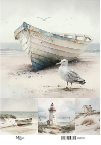 Ριζόχαρτο Maja’s Memories, 22.5x32cm, Βάρκα στην παραλία