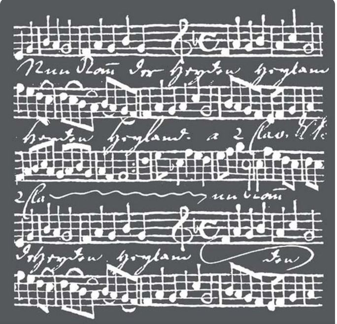 Στένσιλ παχύ, 18x18cm, Μουσικές Νότες 3D